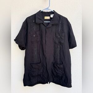 Cubavera Black Short sleeve button down shirt size XL